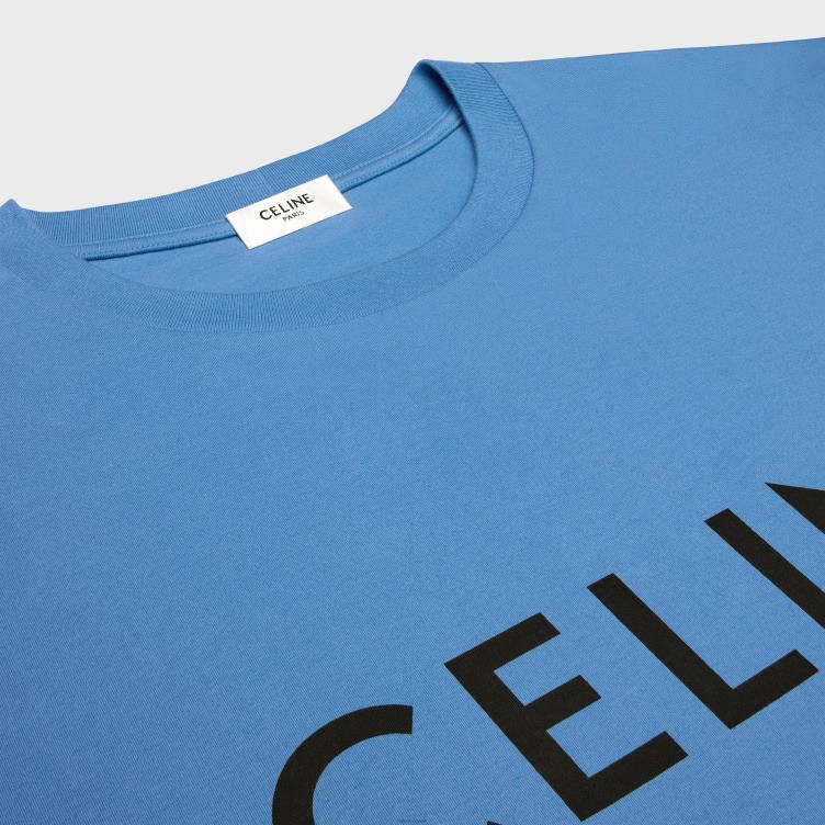 CELINE vuil blauw/zwart Een los T-shirt van katoenen jersey 4TLH81816