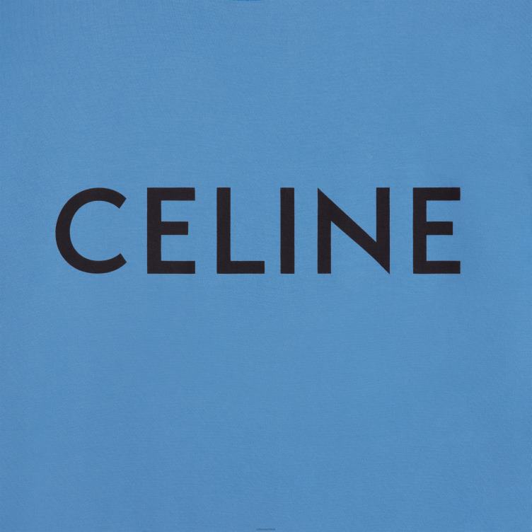 CELINE vuil blauw/zwart Een los T-shirt van katoenen jersey 4TLH81816