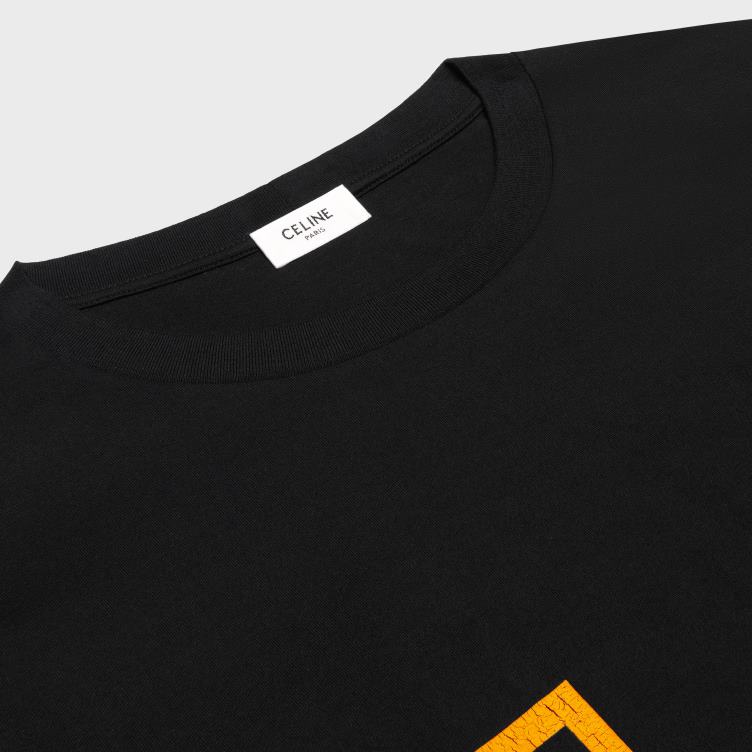 CELINE zwart/goudgeel 16 los T-shirt van katoenen jersey 4TLH81928