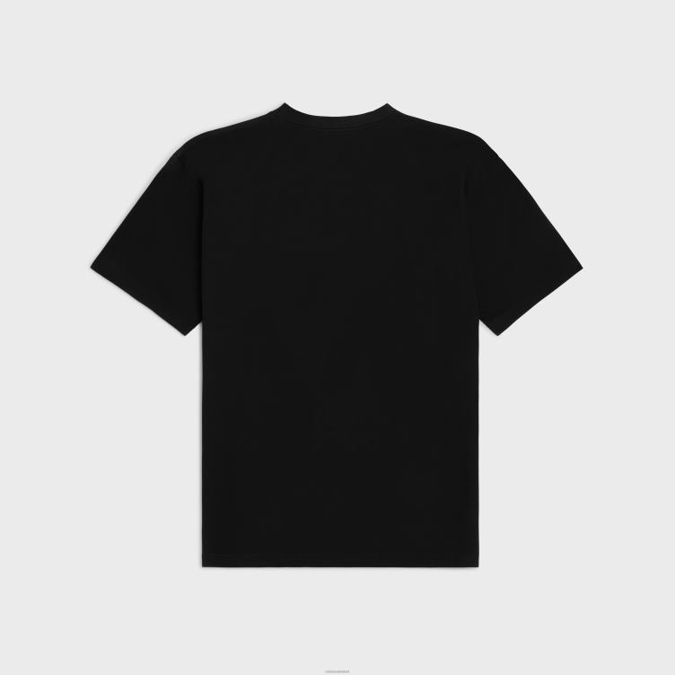 CELINE zwart/goudgeel/gebroken wit Een los T-shirt van katoenen jersey 4TLH81815