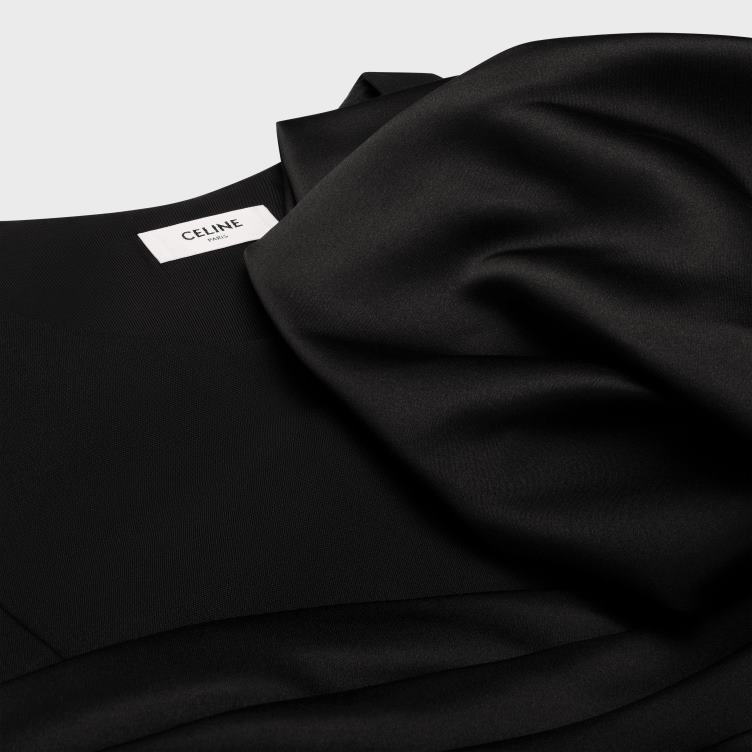 CELINE zwart top met maxiknoop van getextureerde wol 4TLH81800