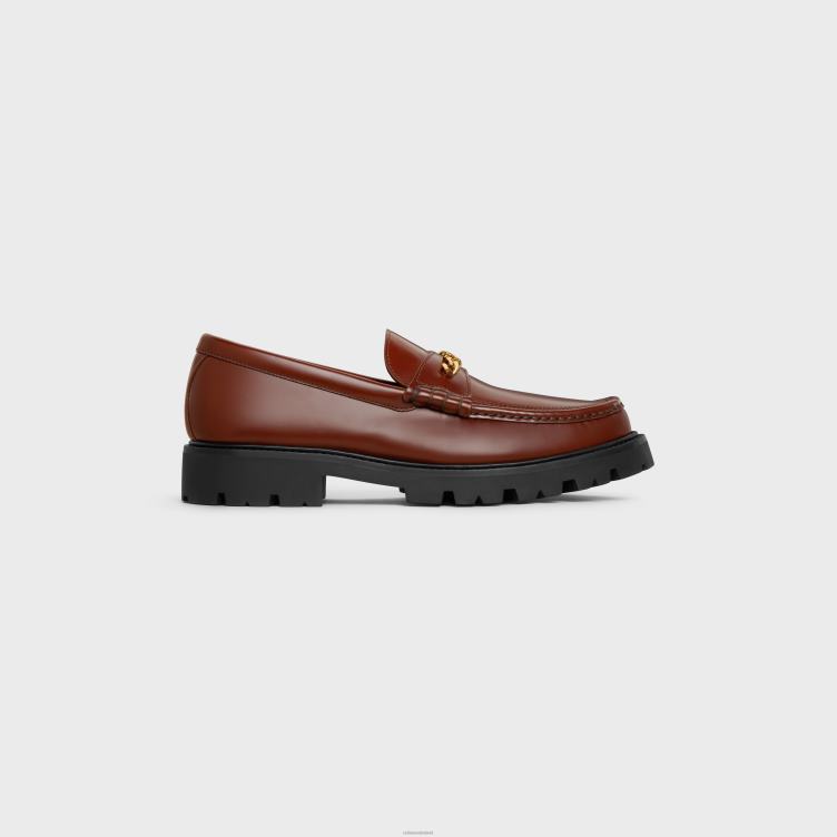 CELINE vos rood Margaret Triomphe loafer van gepolijst runderleer 4TLH82065