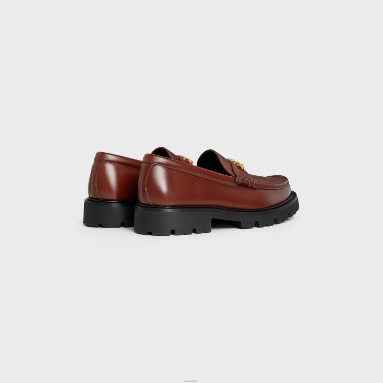 CELINE vos rood Margaret Triomphe loafer van gepolijst runderleer 4TLH82065