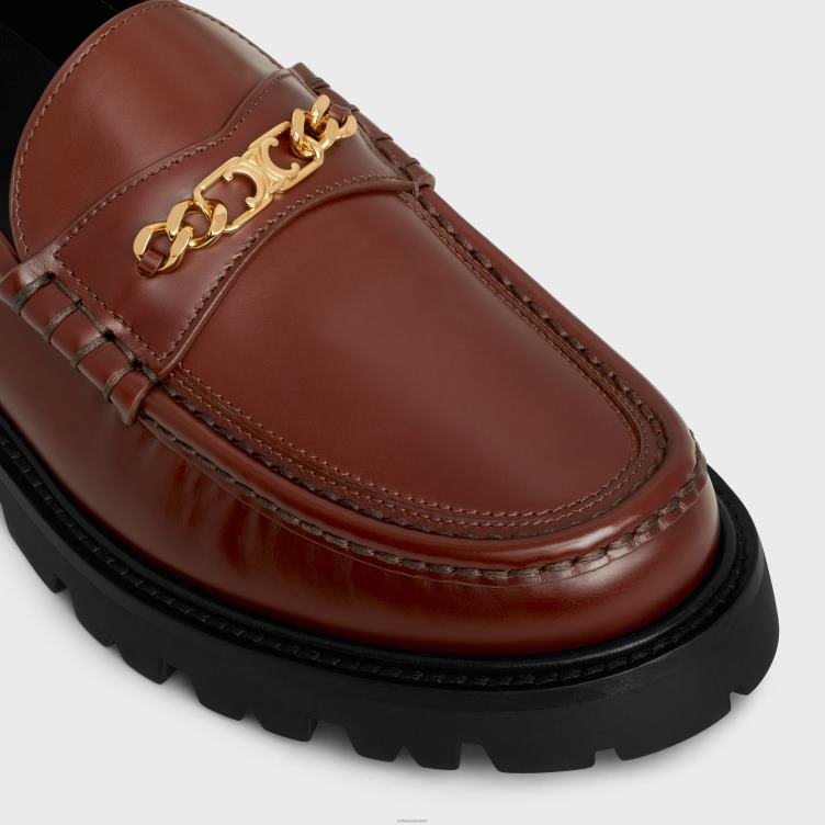 CELINE vos rood Margaret Triomphe loafer van gepolijst runderleer 4TLH82065