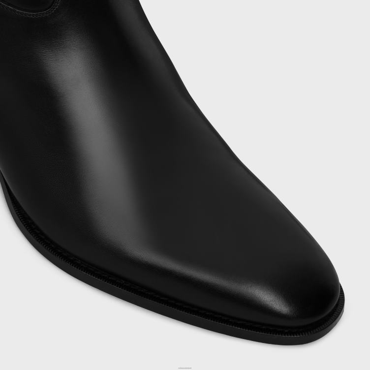 CELINE zwart Drogisterijlaars met ritssluiting aan de achterkant van glanzend kalfsleer 4TLH82036