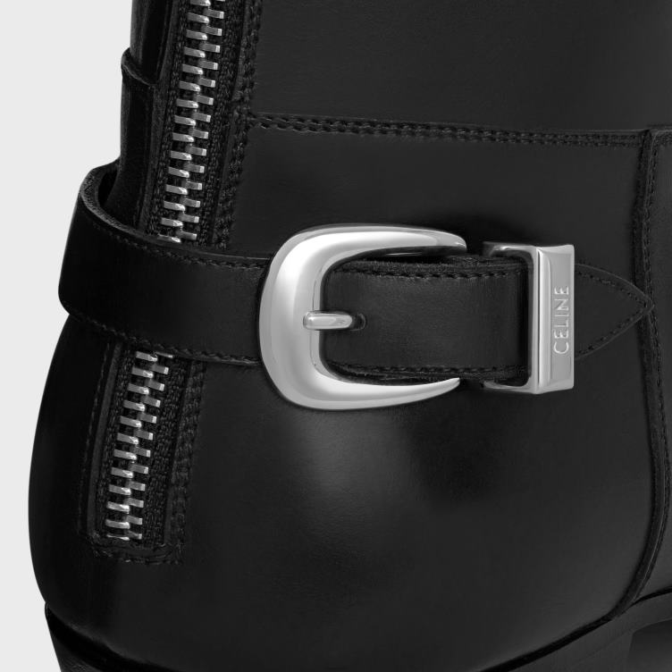 CELINE zwart Drogisterijlaars met ritssluiting aan de achterkant van glanzend kalfsleer 4TLH82036