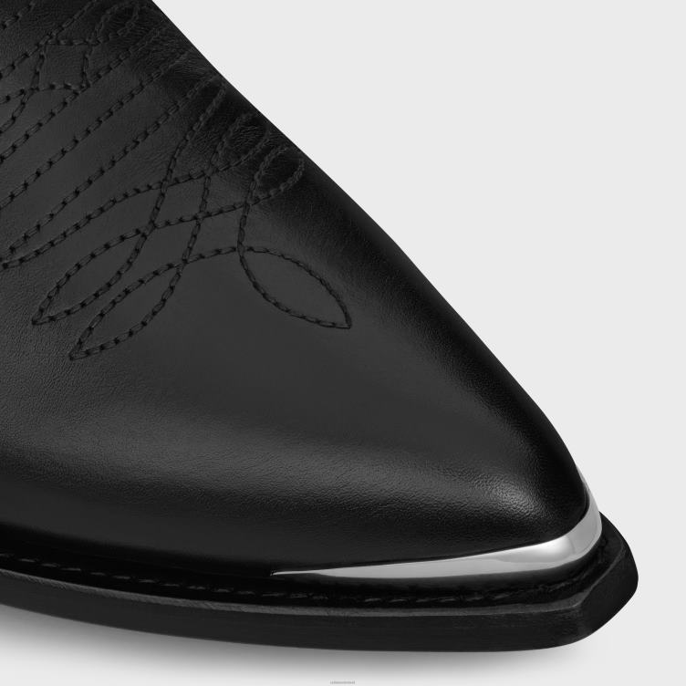 CELINE zwart leon laars met rits en metalen neus van glanzend kalfsleer 4TLH82035