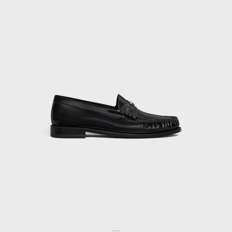 CELINE zwart zilver luco triomphe loafer van gepolijst stierenleer 4TLH82040
