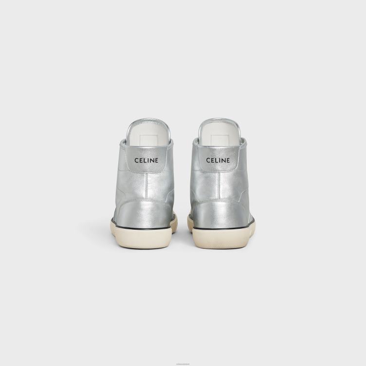 CELINE zilver as-02 halfhoge Alan-sneaker met veters van gemetalliseerd kalfsleer 4TLH82052