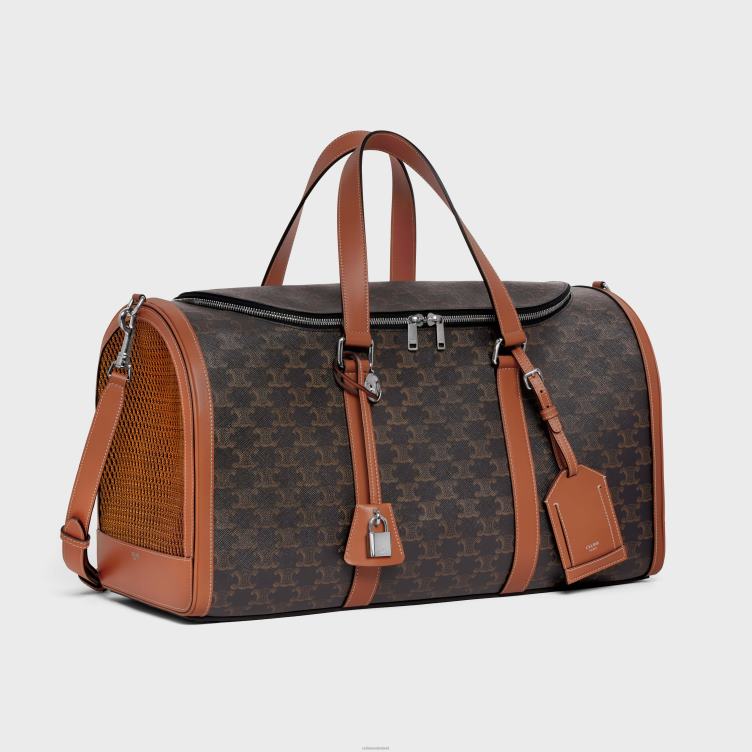 CELINE bruinen reishondentas van triomphe canvas en kalfsleer 4TLH81700