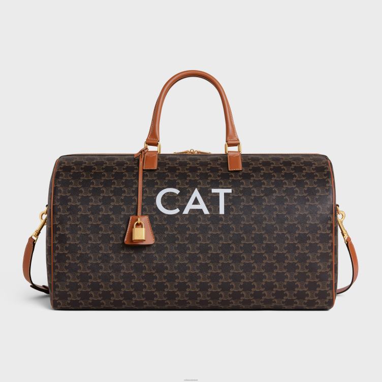 CELINE bruinen travel 50 in triomphe canvas met kattenprint 4TLH81702