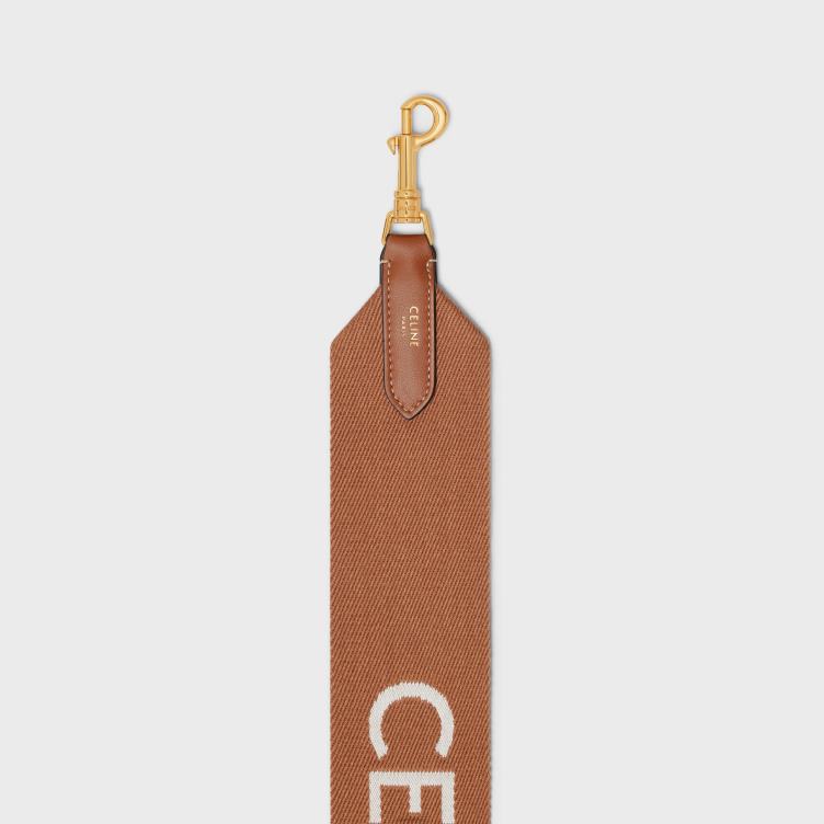 CELINE bruin/wit kort bandje van wol met jacquard 4TLH8524