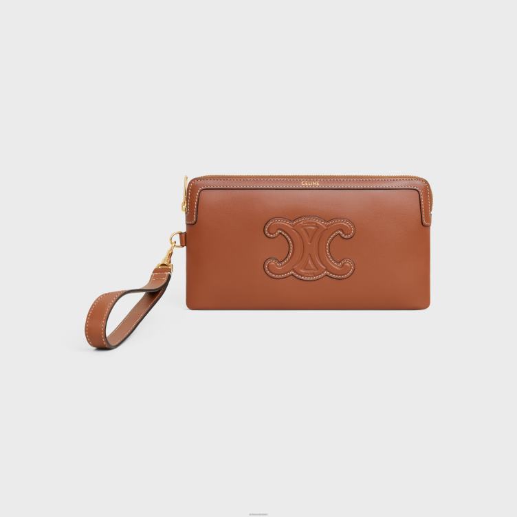 CELINE bruinen lang tasje met riempje van glad kalfsleer 4TLH8435