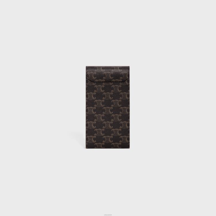 CELINE bruinen triomphe telefoonhoesje van triomphe canvas 4TLH8510