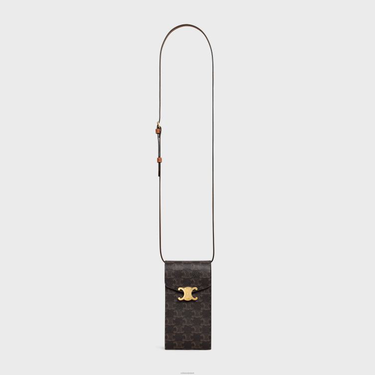 CELINE bruinen triomphe telefoonhoesje van triomphe canvas 4TLH8510