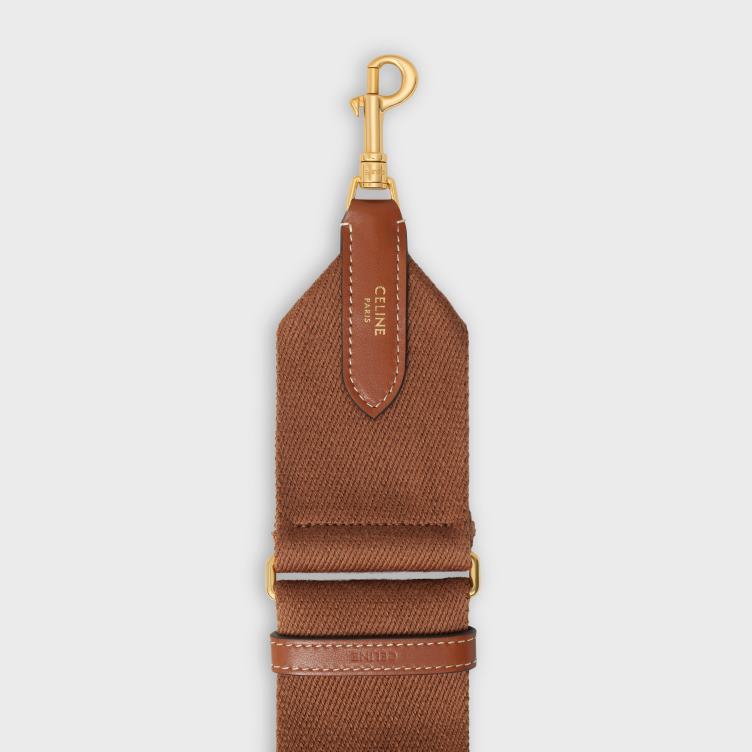 CELINE bruinen verstelbare riem van wol met gouden afwerking 4TLH8440