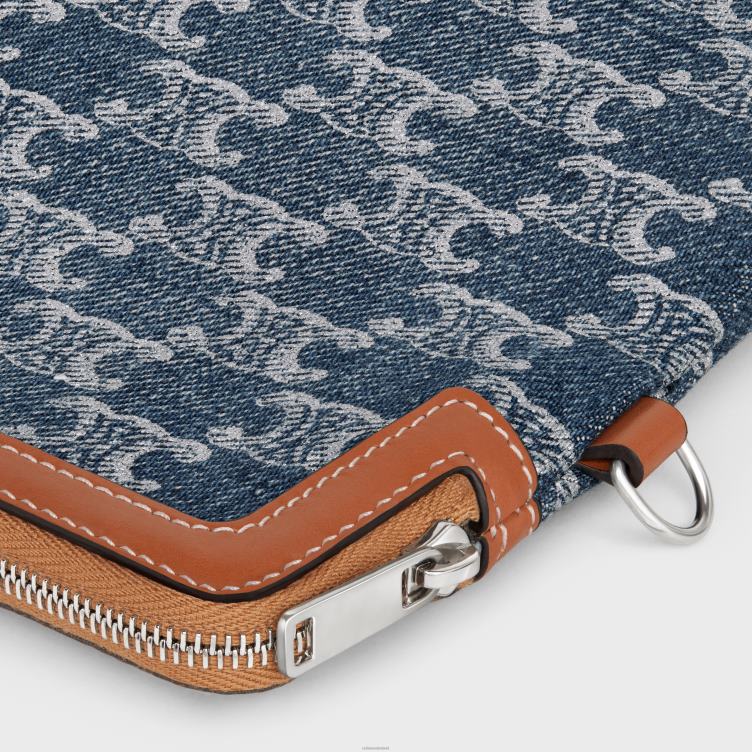 CELINE denim/zilver klein tasje met handtekeningband van denim met triomphe all-over 4TLH8433