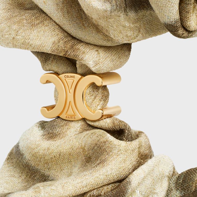 CELINE beige/goud scrunchy luipaard van zijde en messing met gouden afwerking 4TLH81235