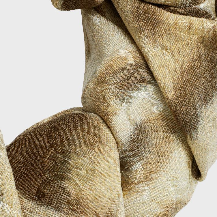 CELINE beige/goud scrunchy luipaard van zijde en messing met gouden afwerking 4TLH81235