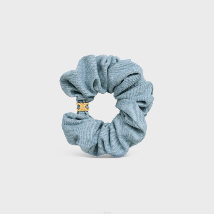 CELINE goud/blauw scrunchy denim van katoen en messing met gouden afwerking 4TLH81234