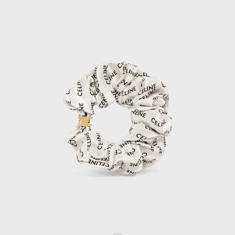 CELINE goud en wit scrunchy rayure van zijdemessing met afwerking 4TLH81236