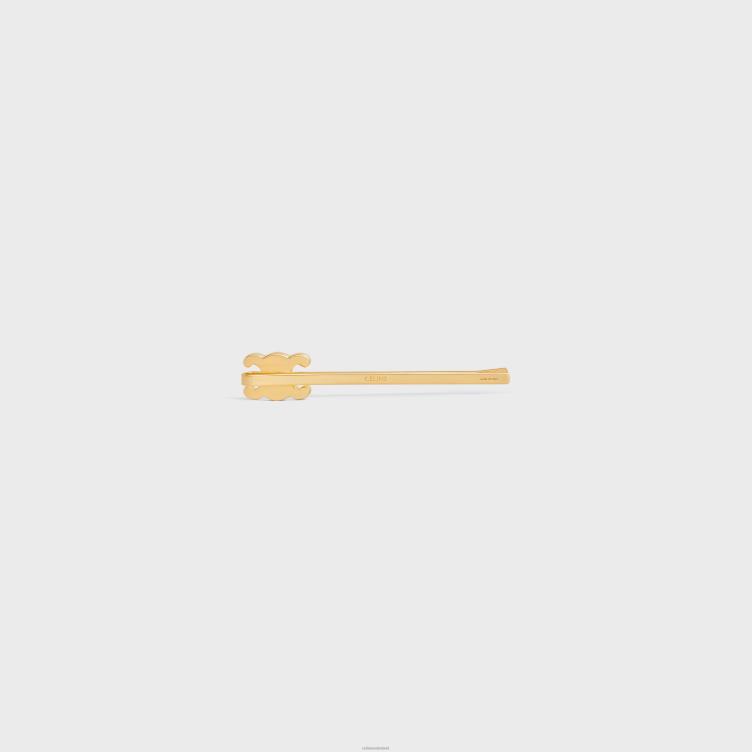 CELINE goud triomphe haarspeld in messing met afwerking en kristallen 4TLH81245