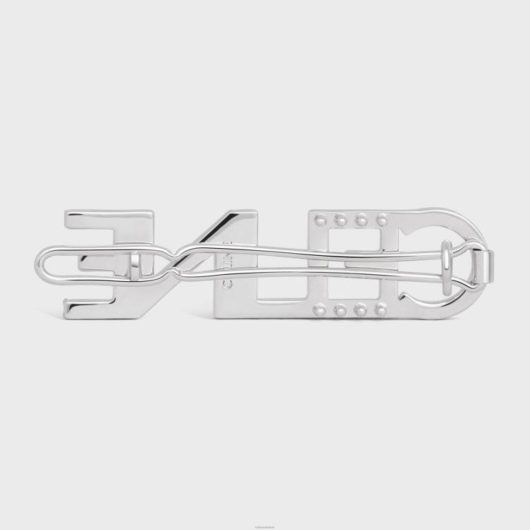 CELINE zilver monochromen haarclip van messing met rhodiumafwerking en kristallen 4TLH81056