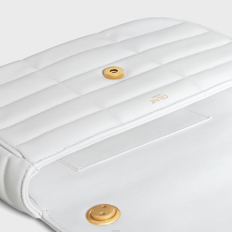 CELINE arctisch wit kettingschoudertas matelasse monochroom van gewatteerd kalfsleer 4TLH8282