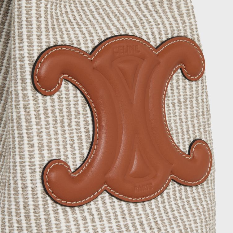 CELINE beige tienerkoord van gestreept textiel en kalfsleer 4TLH8204