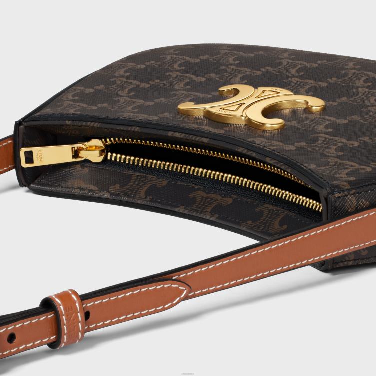 CELINE bruinen Middelgrote tillytas van triomphe canvas en kalfsleer 4TLH814