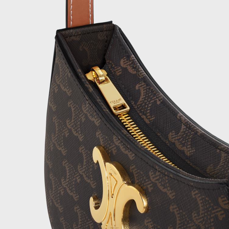 CELINE bruinen Middelgrote tillytas van triomphe canvas en kalfsleer 4TLH814