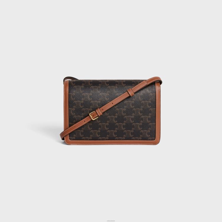 CELINE bruinen enveloptas van triomphe canvas en kalfsleer 4TLH8223