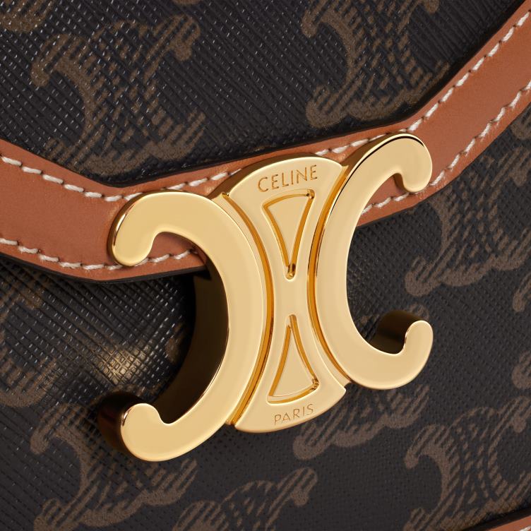 CELINE bruinen enveloptas van triomphe canvas en kalfsleer 4TLH8223