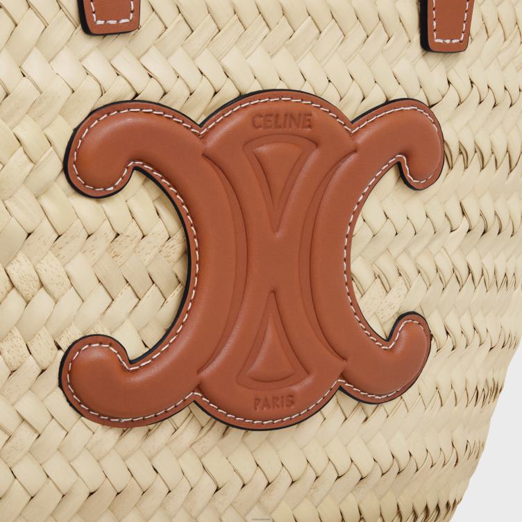 CELINE bruinen klassieke tienerpanier van palmbladeren en kalfsleer 4TLH884