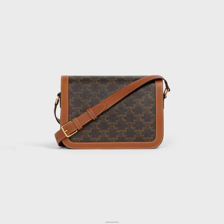 CELINE bruinen klassieke triomphe tas van triomphe canvas en kalfsleer 4TLH890