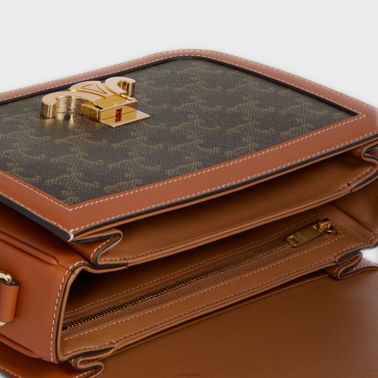 CELINE bruinen klassieke triomphe tas van triomphe canvas en kalfsleer 4TLH890