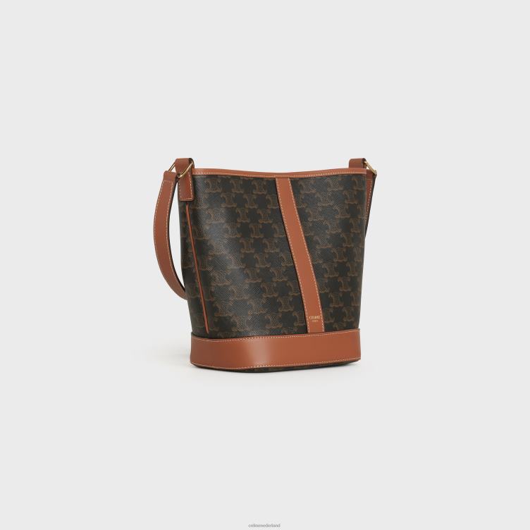 CELINE bruinen kleine emmer van triomphe canvas en kalfsleer 4TLH8218
