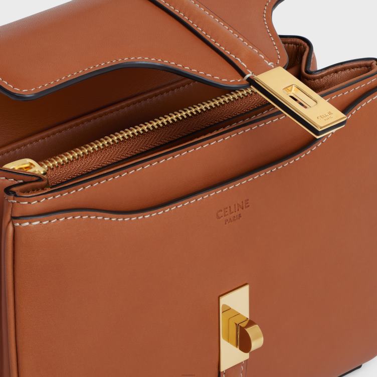 CELINE bruinen mini 16 van natuurlijk kalfsleer 4TLH865