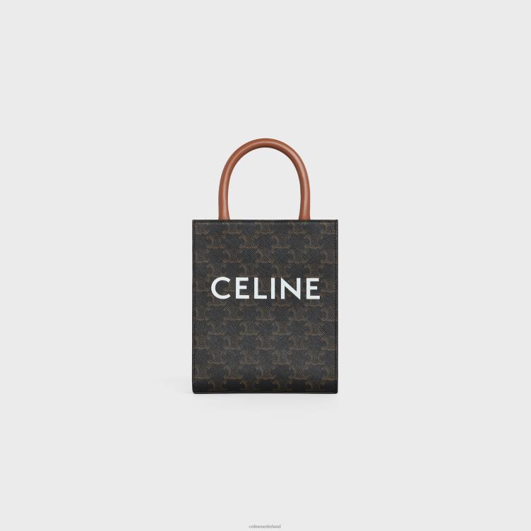 CELINE bruinen mini verticale caba's van triomphe canvas en kalfsleer met print 4TLH8238