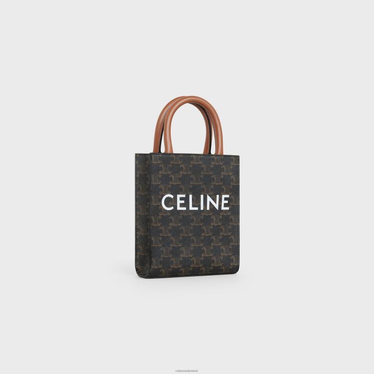 CELINE bruinen mini verticale caba's van triomphe canvas en kalfsleer met print 4TLH8238