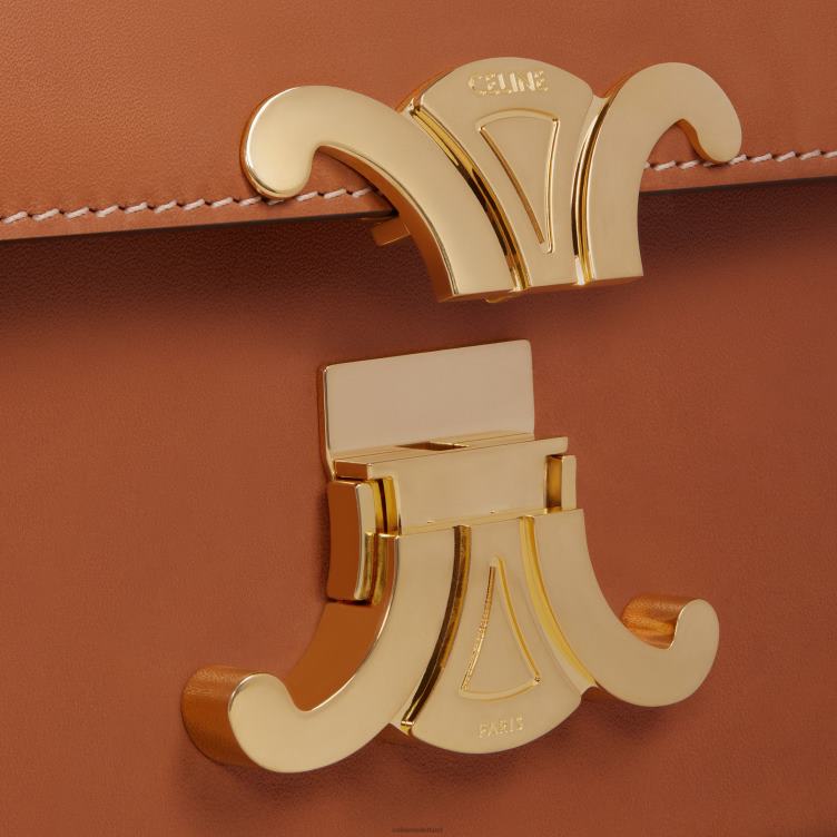 CELINE bruinen schoudertas claude van natuurlijk kalfsleer 4TLH854