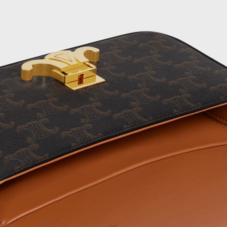 CELINE bruinen schoudertas claude van triomphe canvas en kalfsleer 4TLH8192