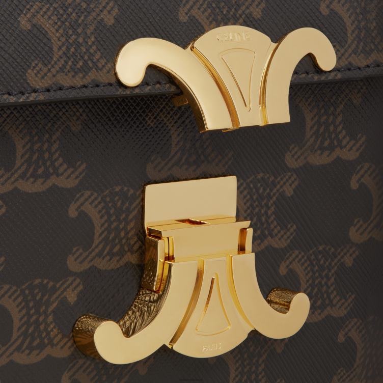 CELINE bruinen schoudertas claude van triomphe canvas en kalfsleer 4TLH8192