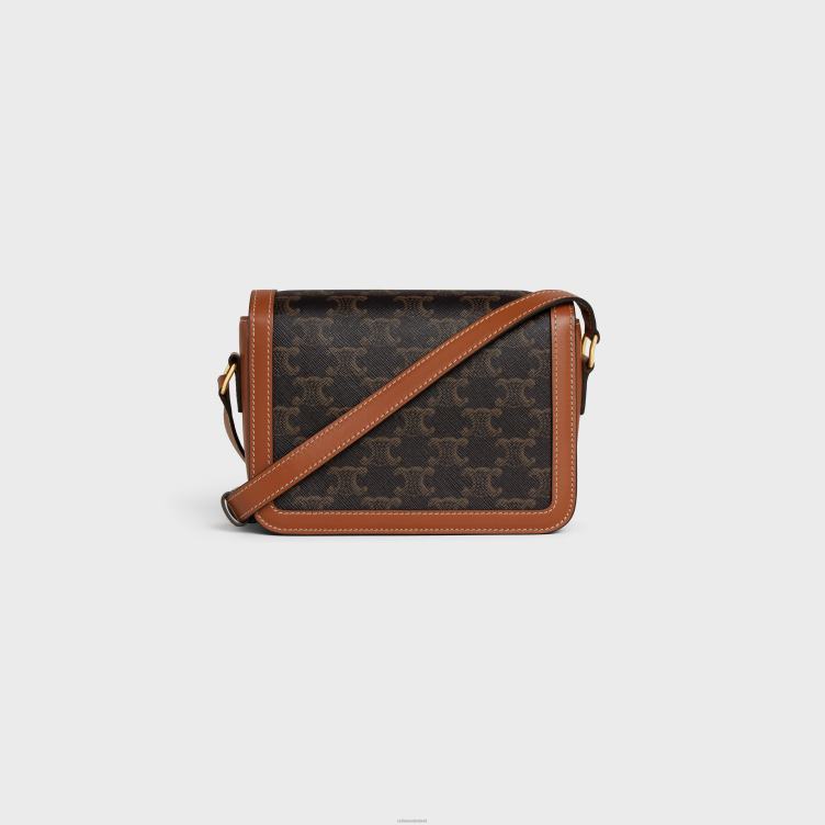 CELINE bruinen tiener triomphe tas van triomphe canvas en kalfsleer 4TLH84