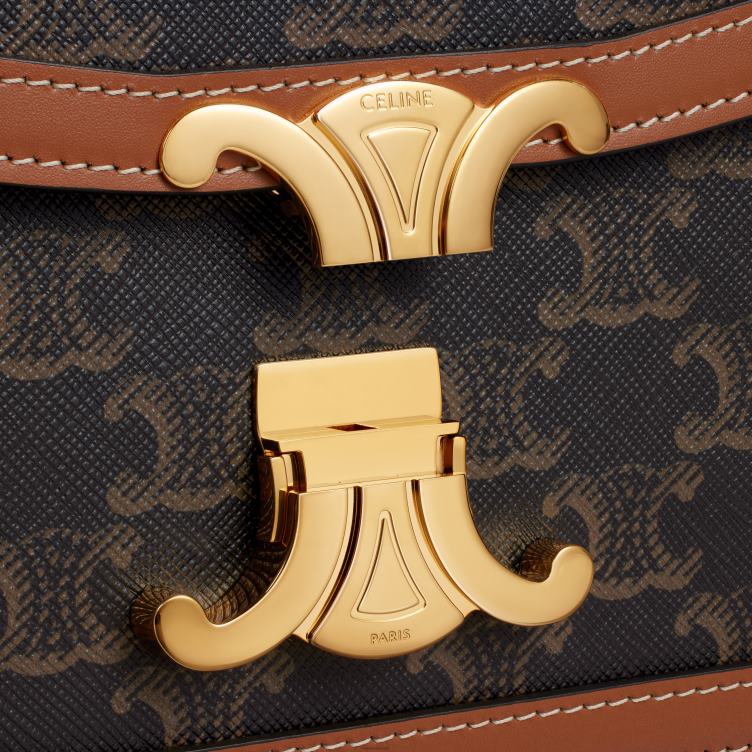 CELINE bruinen tiener triomphe tas van triomphe canvas en kalfsleer 4TLH84