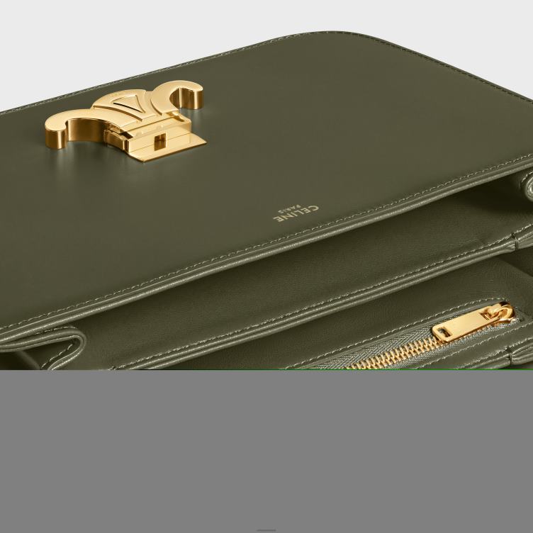 CELINE donker olijfgroen klassieke triomphe tas van glanzend kalfsleer 4TLH821