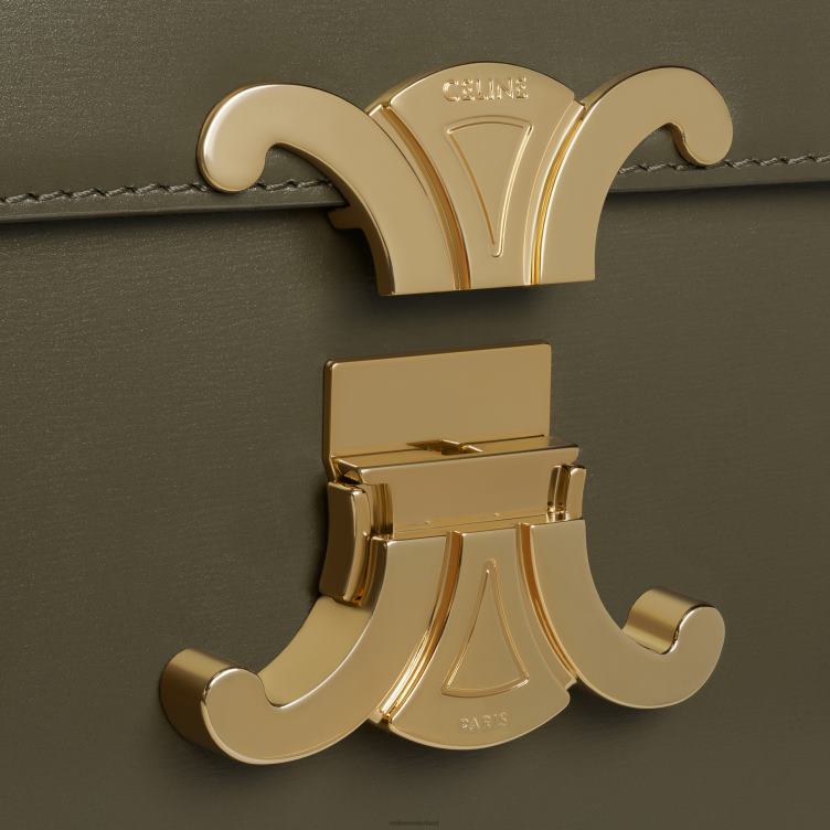 CELINE donker olijfgroen klassieke triomphe tas van glanzend kalfsleer 4TLH821