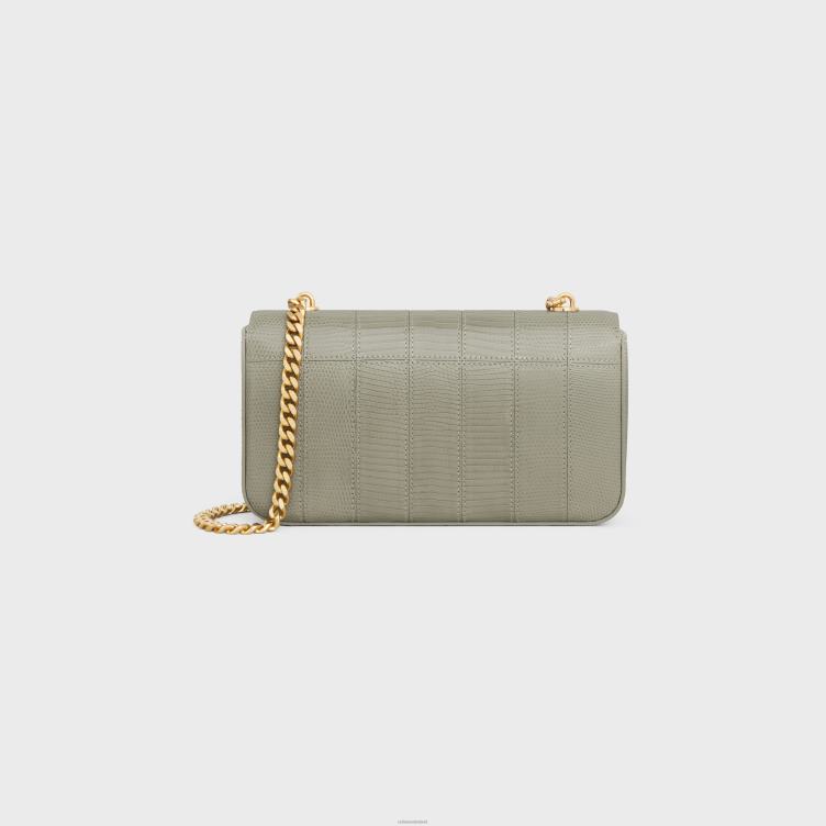 CELINE groene klei Schoudertas met ketting Claude in hagedissenpatchwork 4TLH8188