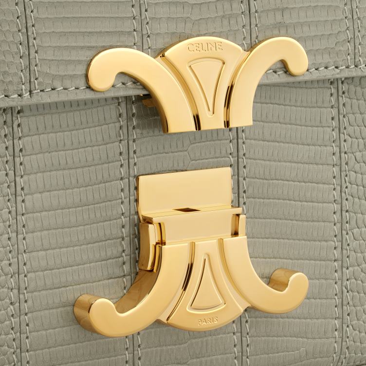 CELINE groene klei Schoudertas met ketting Claude in hagedissenpatchwork 4TLH8188