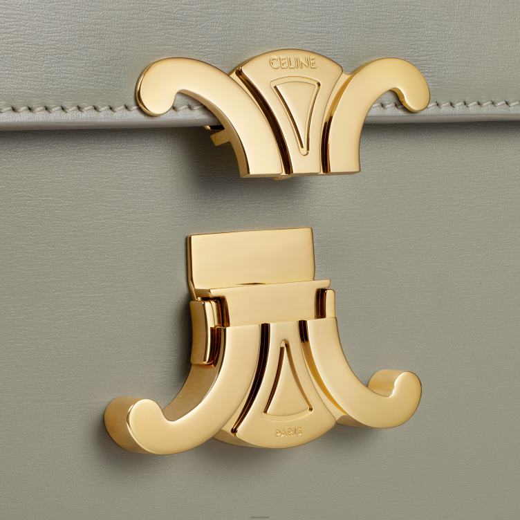 CELINE groene klei klassieke triomphe tas van glanzend kalfsleer 4TLH897